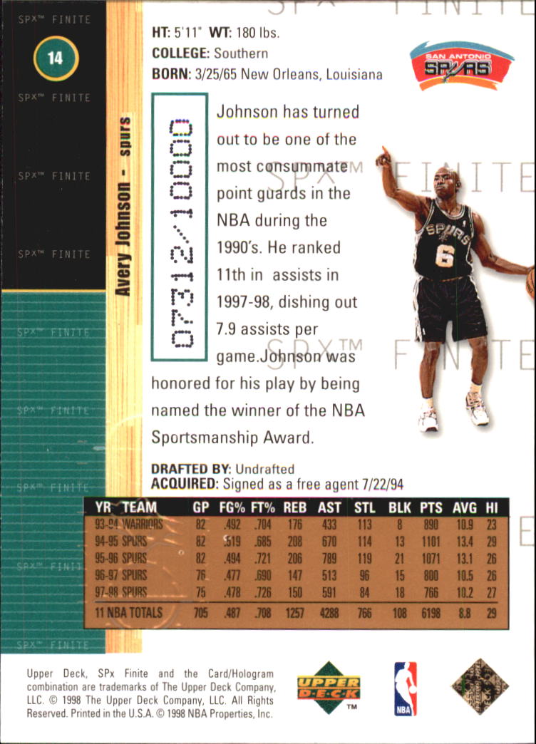 1998/1999 SPX Finite (Upper Deck) Basketball - Picture 7 of 107