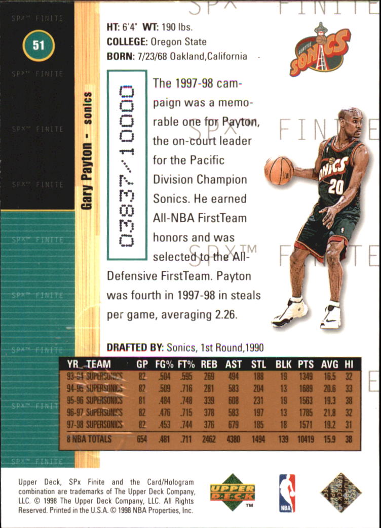 1998/1999 SPX Finite (Upper Deck) Basketball - Picture 19 of 107