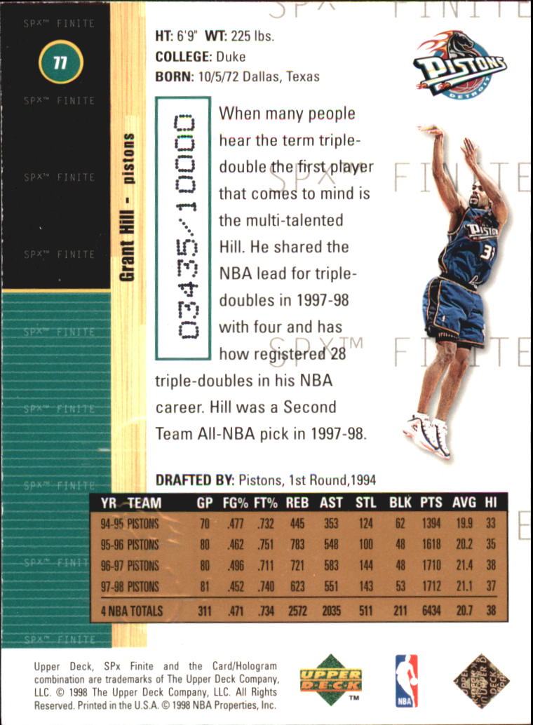 1998/1999 SPX Finite (Upper Deck) Basketball - Picture 27 of 107