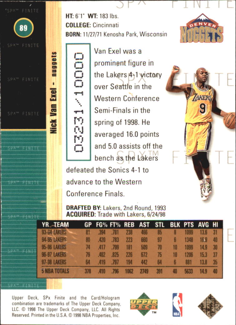 1998/1999 SPX Finite (Upper Deck) Basketball - Picture 31 of 107
