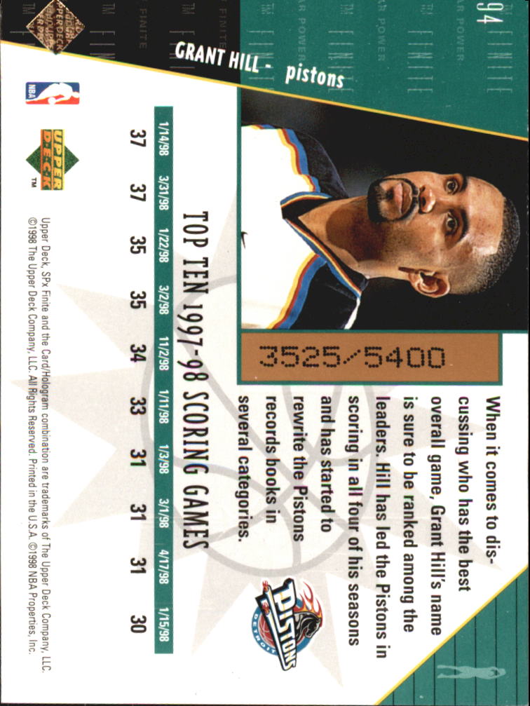 1998/1999 SPX Finite (Upper Deck) Basketball - Picture 33 of 107