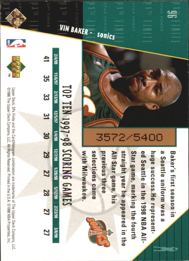 1998/1999 SPX Finite (Upper Deck) Basketball - Picture 35 of 107