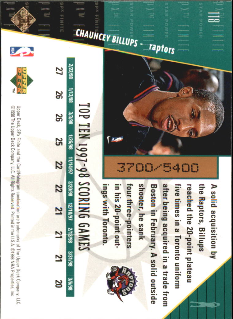 1998/1999 SPX Finite (Upper Deck) Basketball - Picture 41 of 107