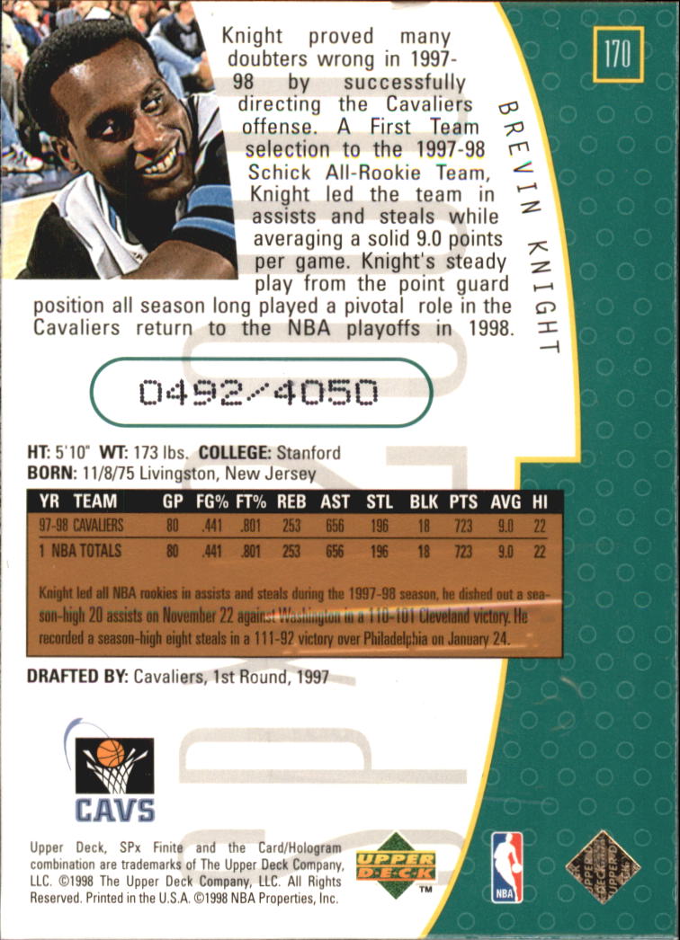 1998/1999 SPX Finite (Upper Deck) Basketball - Picture 53 of 107