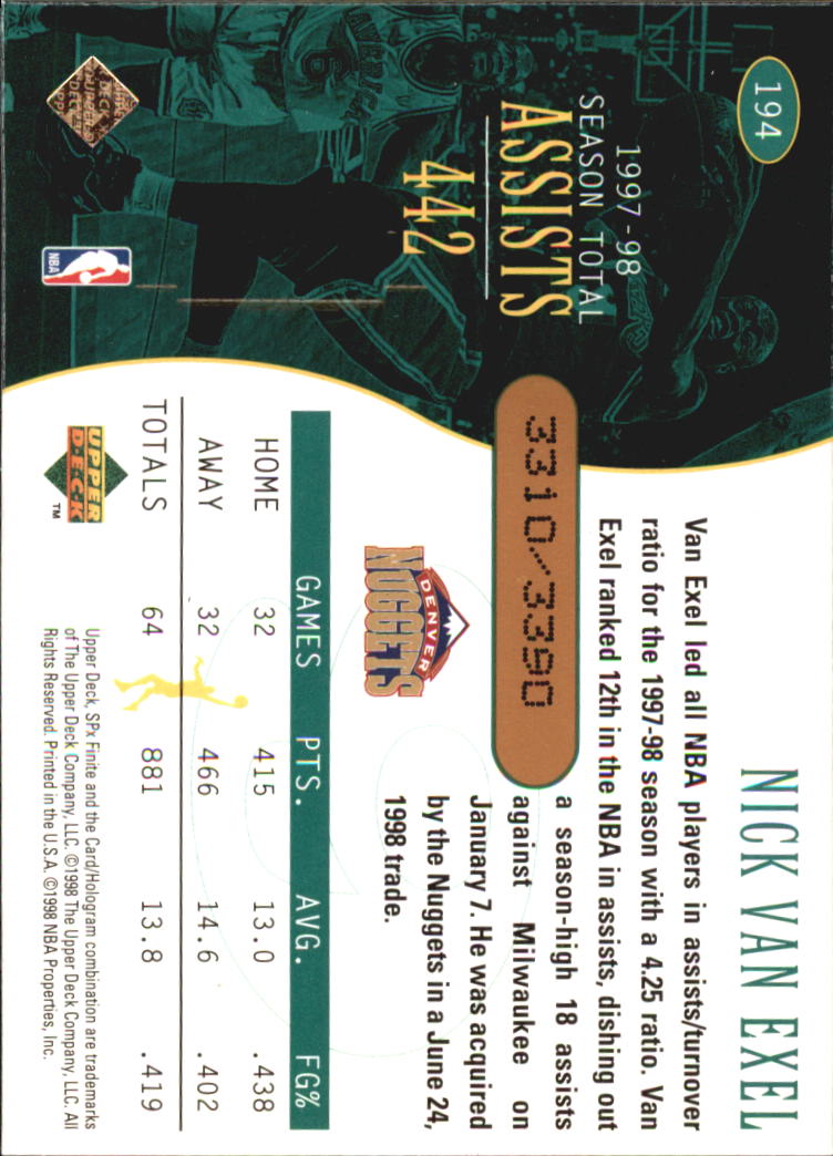 1998/1999 SPX Finite (Upper Deck) Basketball - Picture 61 of 107