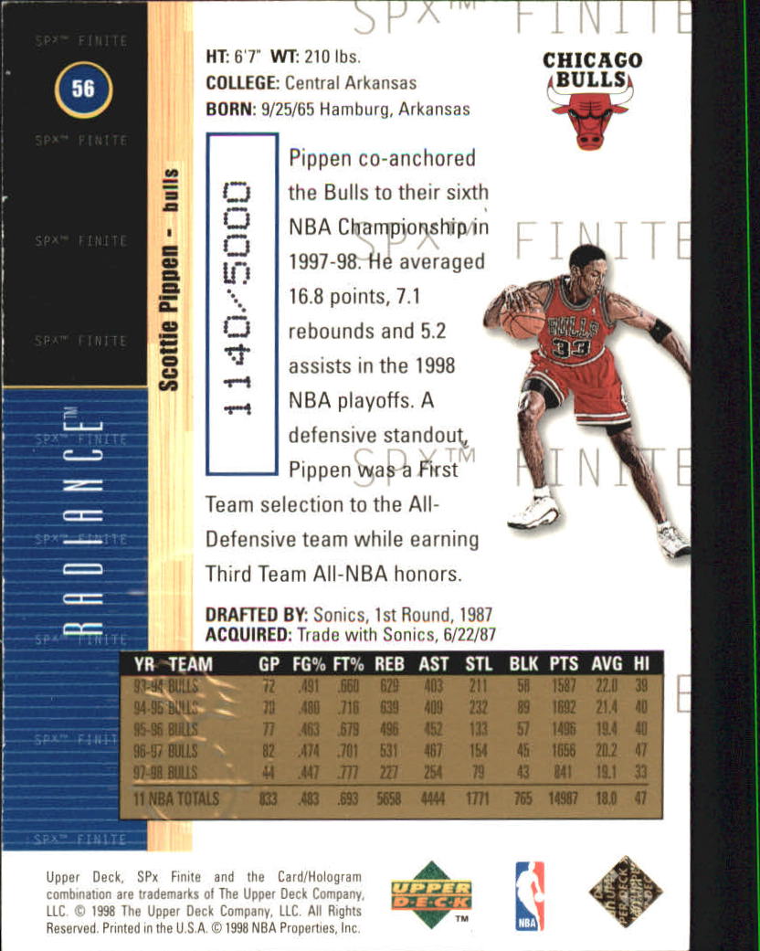 1998/1999 SPX Finite (Upper Deck) Basketball - Picture 83 of 107