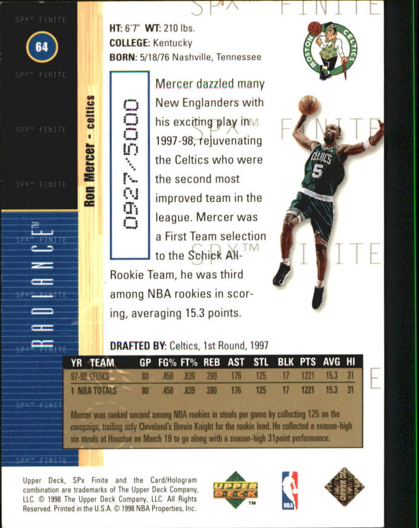 1998/1999 SPX Finite (Upper Deck) Basketball - Picture 85 of 107