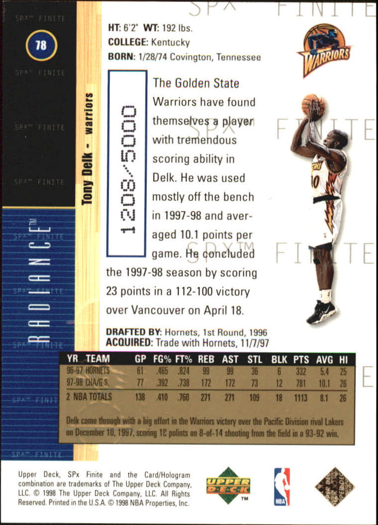 1998/1999 SPX Finite (Upper Deck) Basketball - Picture 87 of 107
