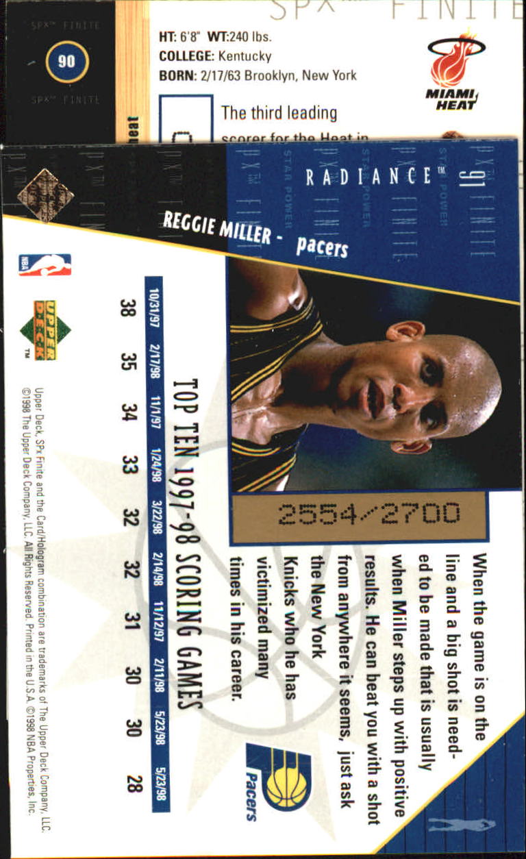 1998/1999 SPX Finite (Upper Deck) Basketball - Picture 89 of 107