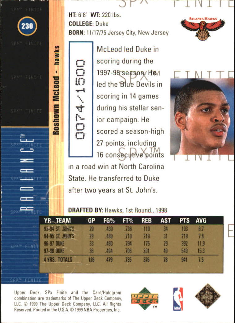 1998/1999 SPX Finite (Upper Deck) Basketball - Picture 105 of 107