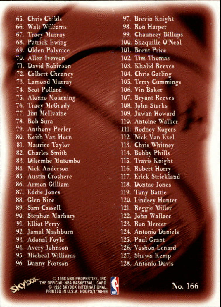 1998/1999 Hopps Basketball "Main Set" Base Cards #1 to #167 - Picture 326 of 328