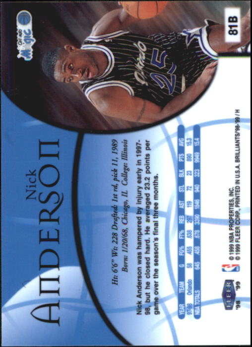 1998/1999 Fleer Brilliants Basketball - Picture 163 of 189