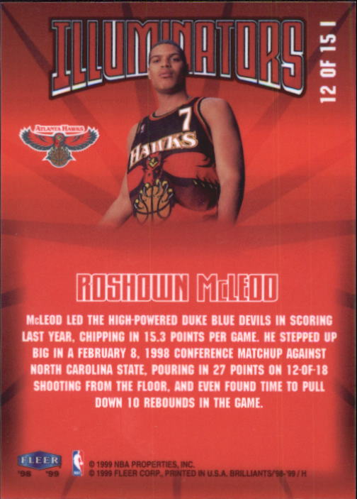 1998/1999 Fleer Brilliants Basketball - Picture 189 of 189