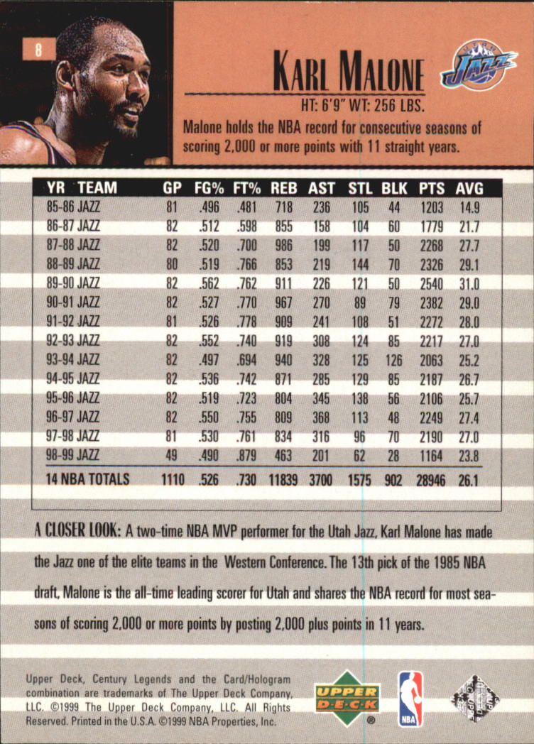 1999 Upper Deck Century Legends Basketball Card Pick - Picture 13 of 156