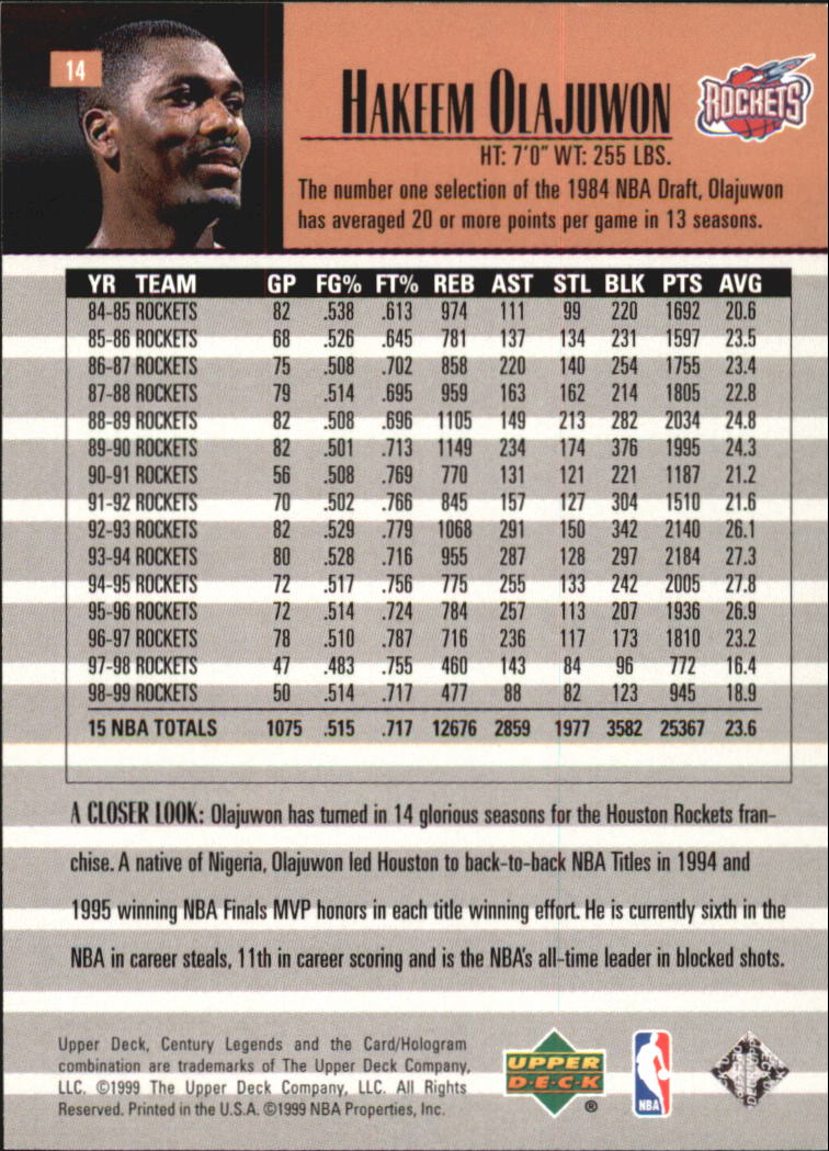 1999 Upper Deck Century Legends Basketball Card Pick - Picture 25 of 156