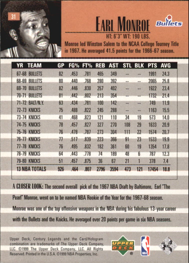 1999 Upper Deck Century Legends Basketball Card Pick - Picture 57 of 156