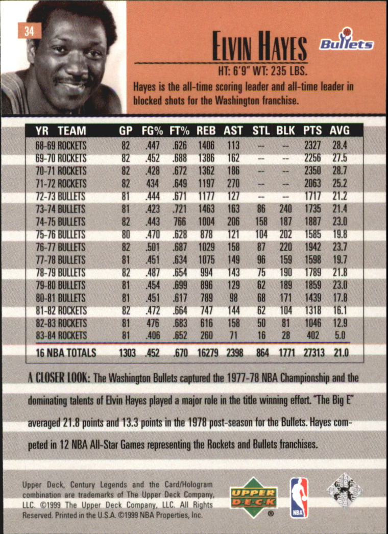 1999 Upper Deck Century Legends Basketball Card Pick - Picture 63 of 156