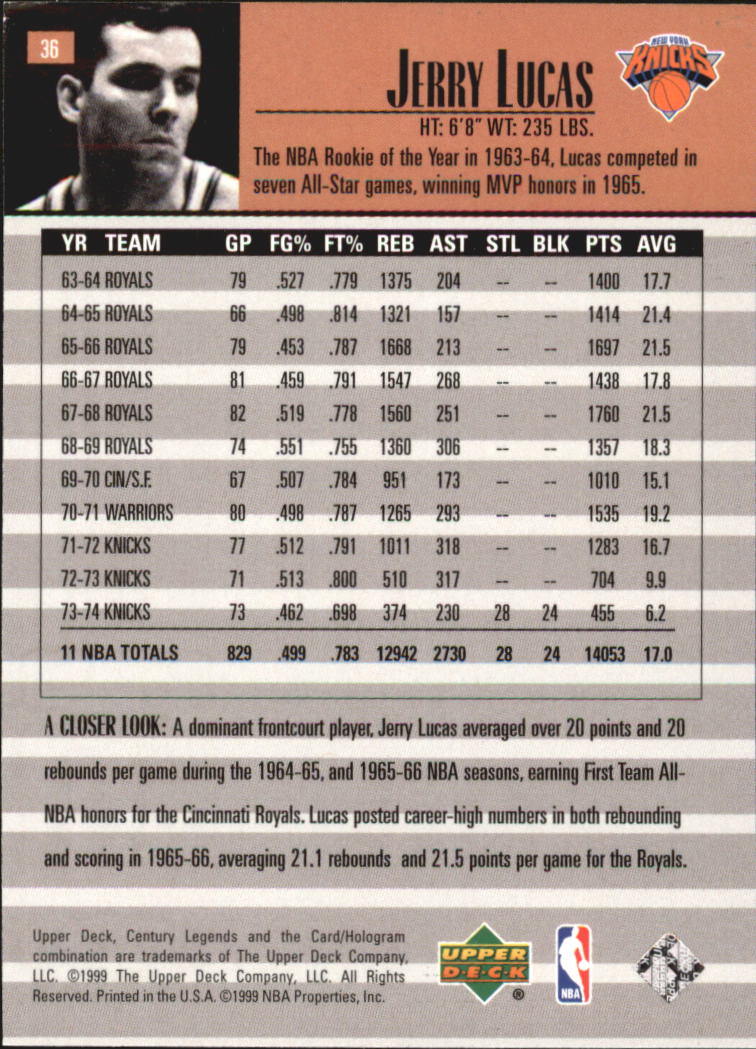 1999 Upper Deck Century Legends Basketball Card Pick - Picture 67 of 156