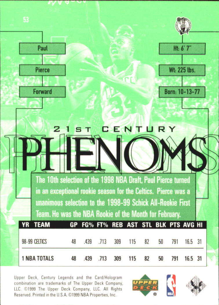 1999 Upper Deck Century Legends Basketball Card Pick - Picture 95 of 156