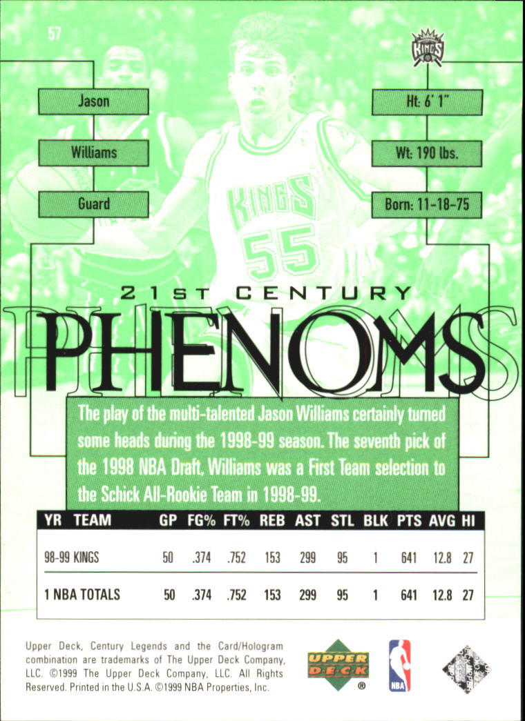 1999 Upper Deck Century Legends Basketball Card Pick - Picture 101 of 156