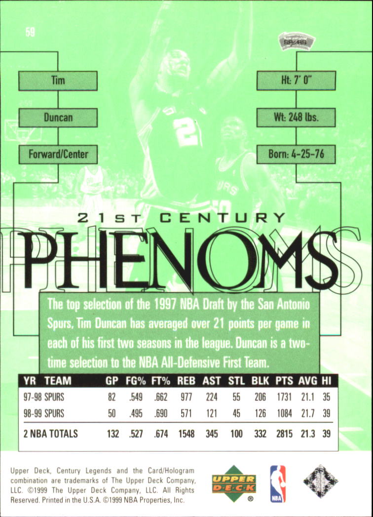 1999 Upper Deck Century Legends Basketball Card Pick - Picture 103 of 156