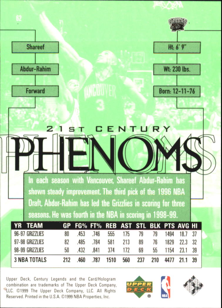 1999 Upper Deck Century Legends Basketball Card Pick - Picture 110 of 156