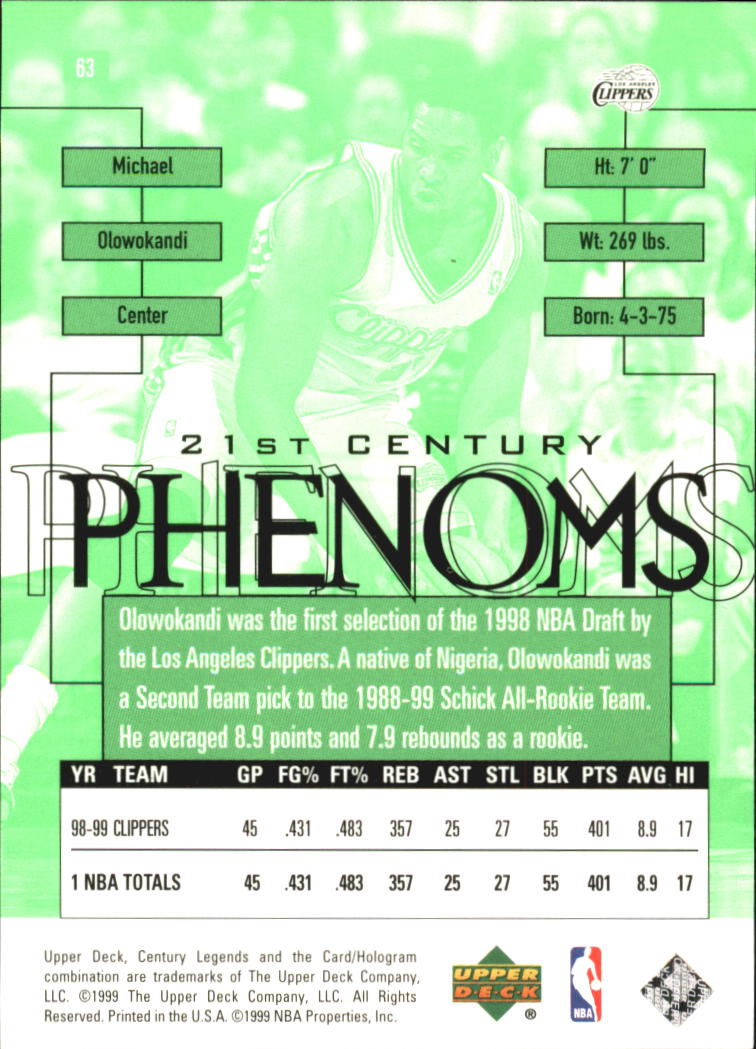 1999 Upper Deck Century Legends Basketball Card Pick - Picture 112 of 156