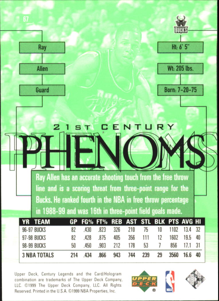 1999 Upper Deck Century Legends Basketball Card Pick - Picture 118 of 156