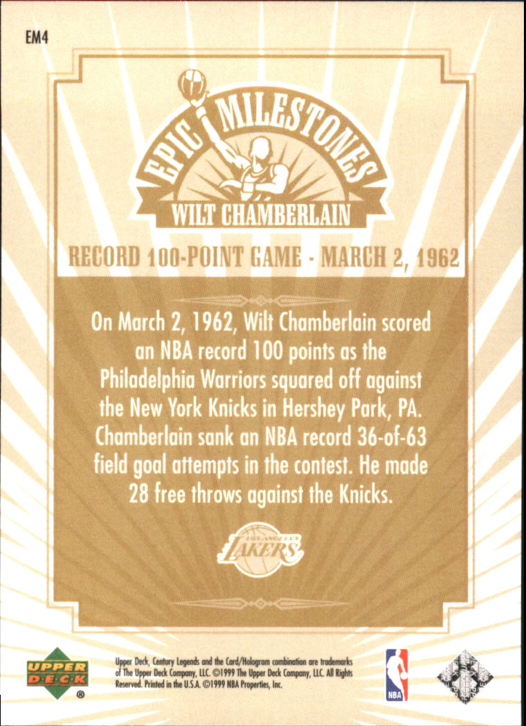 1999 Century Legends (Upper Deck) Basketball - Picture 192 of 212