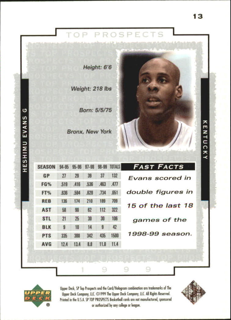 1999 SP Top Prospects (Upper Deck) Basketball - Picture 19 of 71