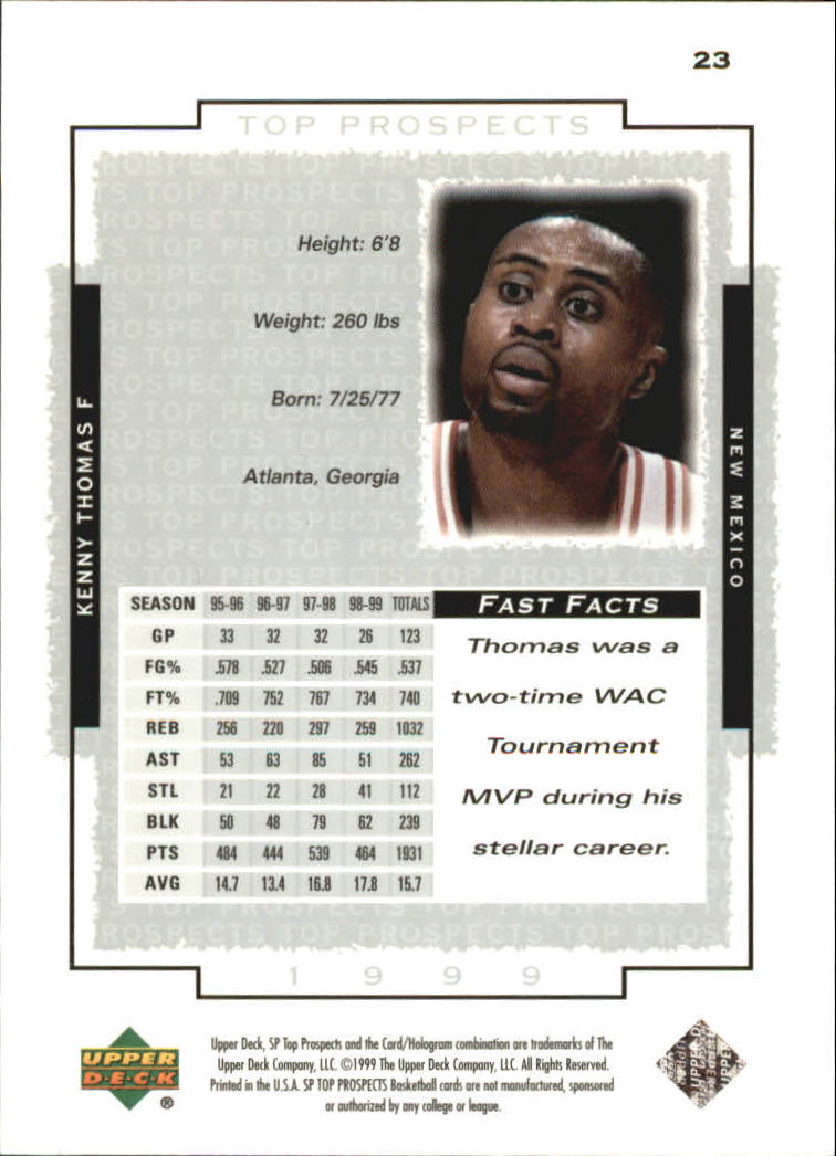 1999 SP Top Prospects (Upper Deck) Basketball - Picture 33 of 71