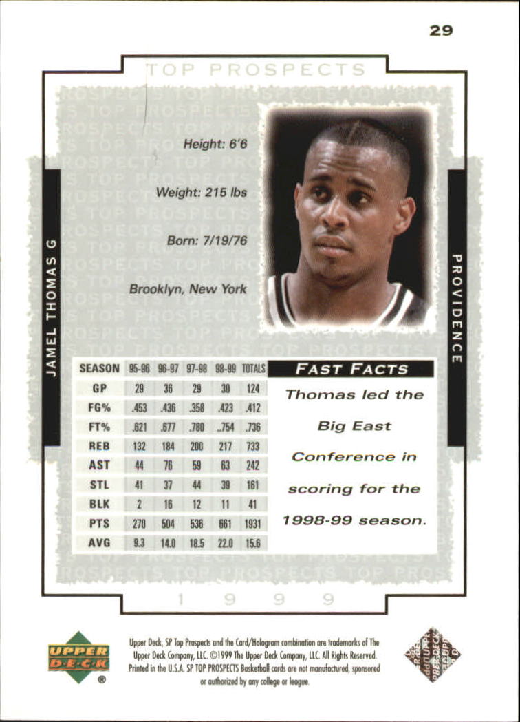 1999 SP Top Prospects (Upper Deck) Basketball - Picture 45 of 71