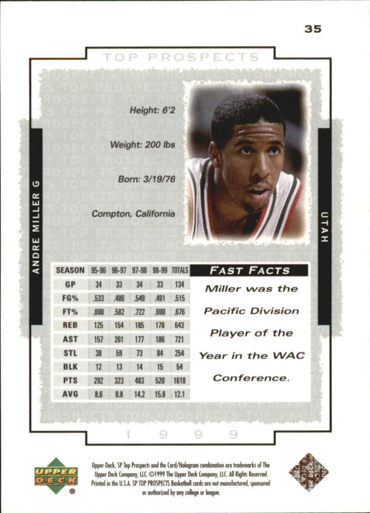 1999 SP Top Prospects (Upper Deck) Basketball - Picture 53 of 71