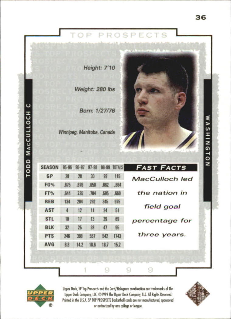 1999 SP Top Prospects (Upper Deck) Basketball - Picture 55 of 71