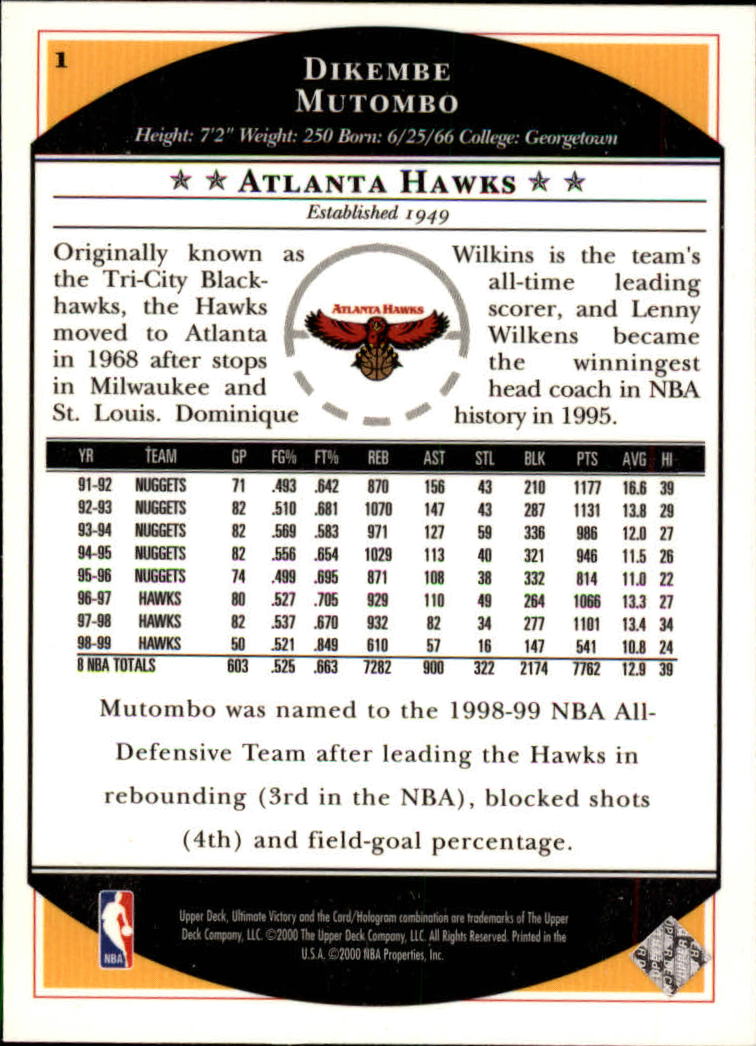 1999/2000 Ultimate Victory (Upper Deck) Basketball - Picture 3 of 169