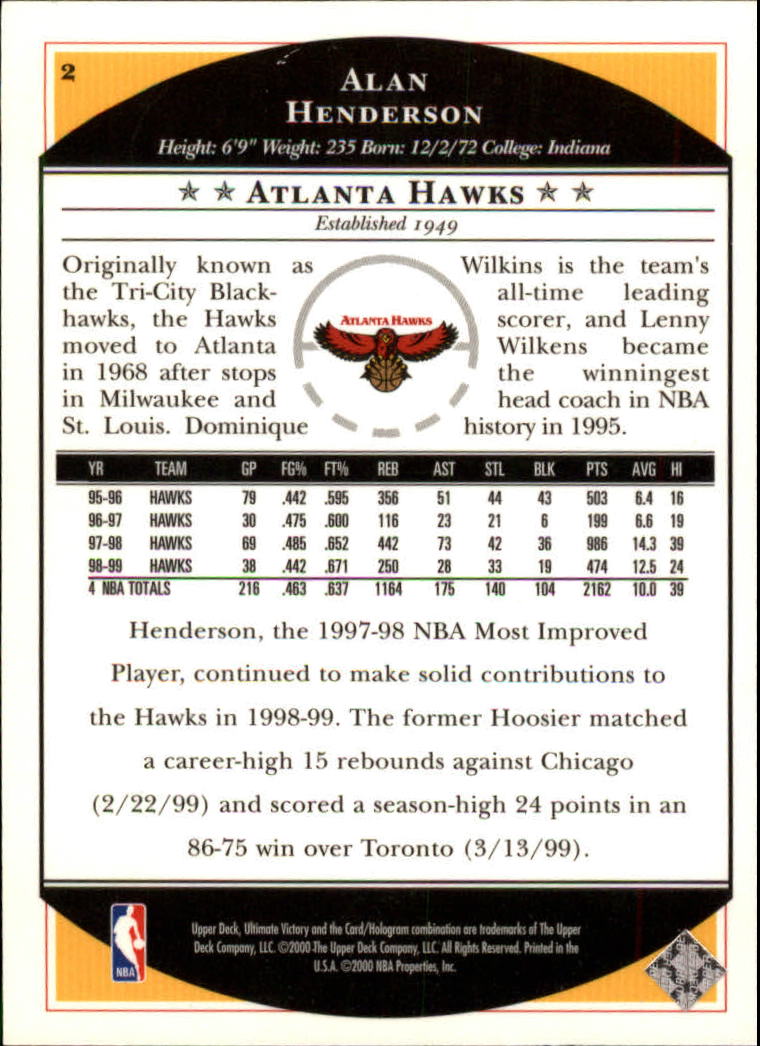 1999/2000 Ultimate Victory (Upper Deck) Basketball - Picture 5 of 169