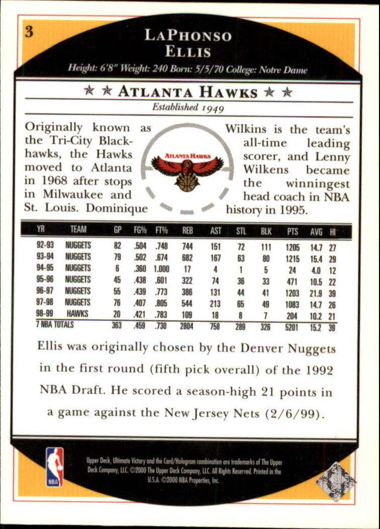 1999/2000 Ultimate Victory (Upper Deck) Basketball - Picture 7 of 169