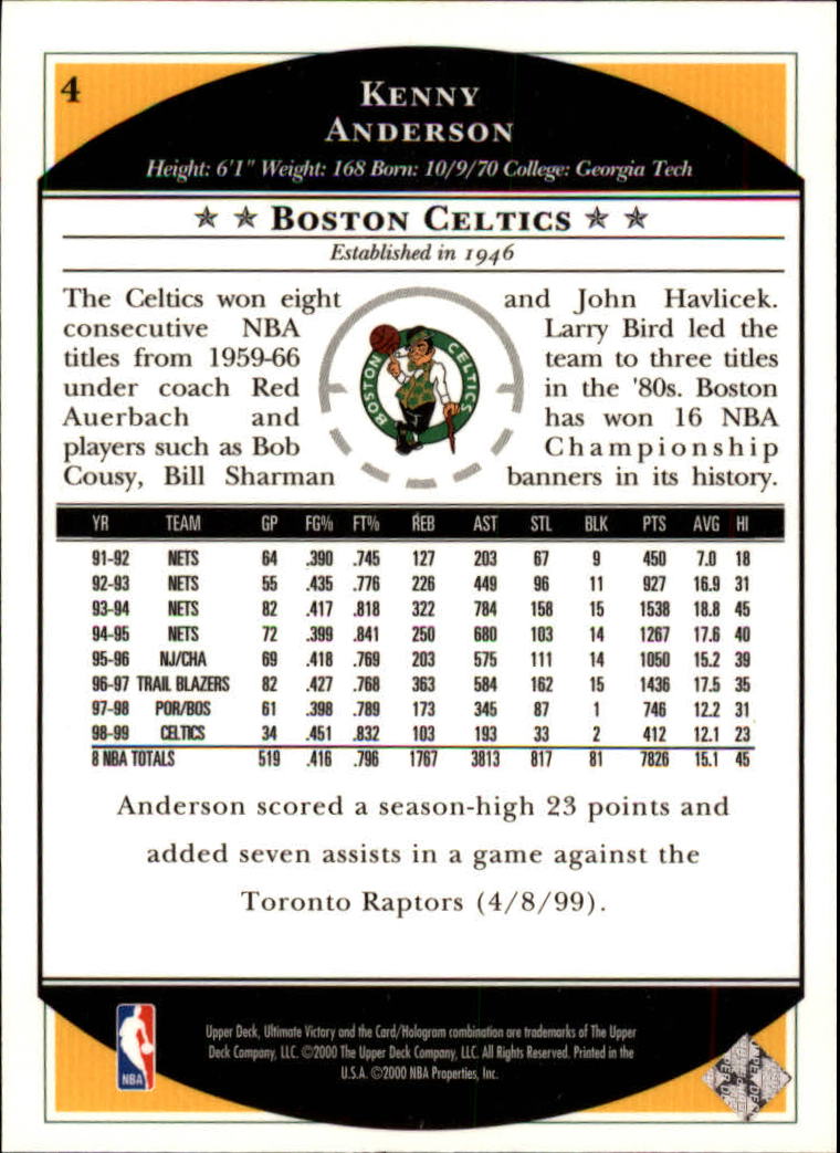 1999/2000 Ultimate Victory (Upper Deck) Basketball - Picture 9 of 169