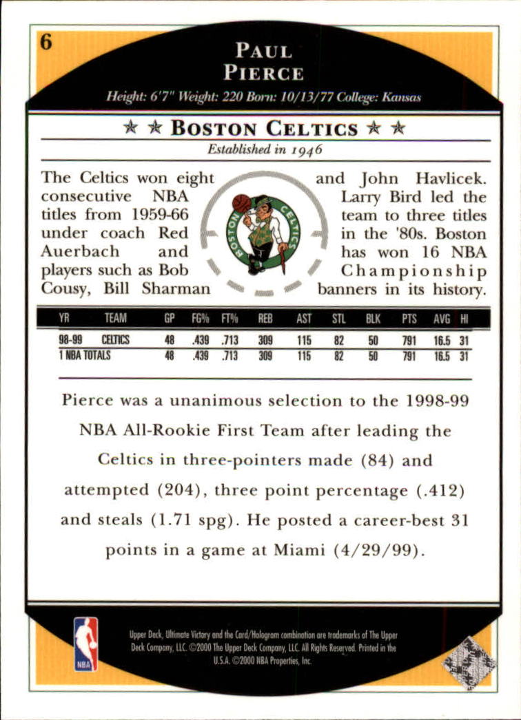 1999/2000 Ultimate Victory (Upper Deck) Basketball - Picture 11 of 169