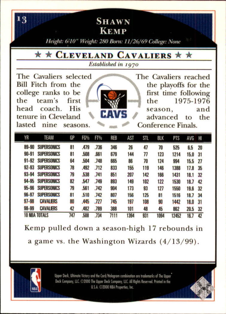 1999/2000 Ultimate Victory (Upper Deck) Basketball - Picture 21 of 169