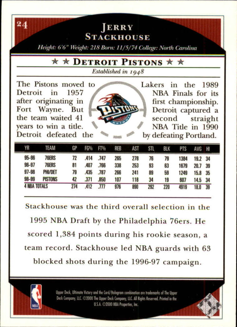1999/2000 Ultimate Victory (Upper Deck) Basketball - Picture 39 of 169