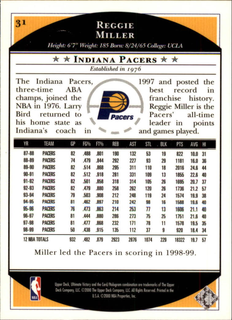 1999/2000 Ultimate Victory (Upper Deck) Basketball - Picture 51 of 169