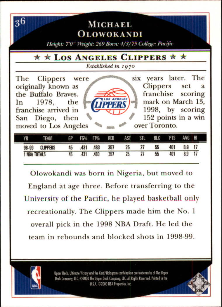 1999/2000 Ultimate Victory (Upper Deck) Basketball - Picture 61 of 169