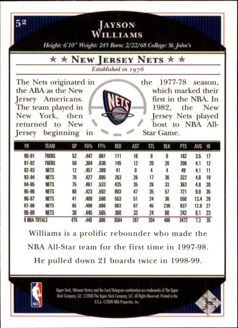 1999/2000 Ultimate Victory (Upper Deck) Basketball - Picture 87 of 169