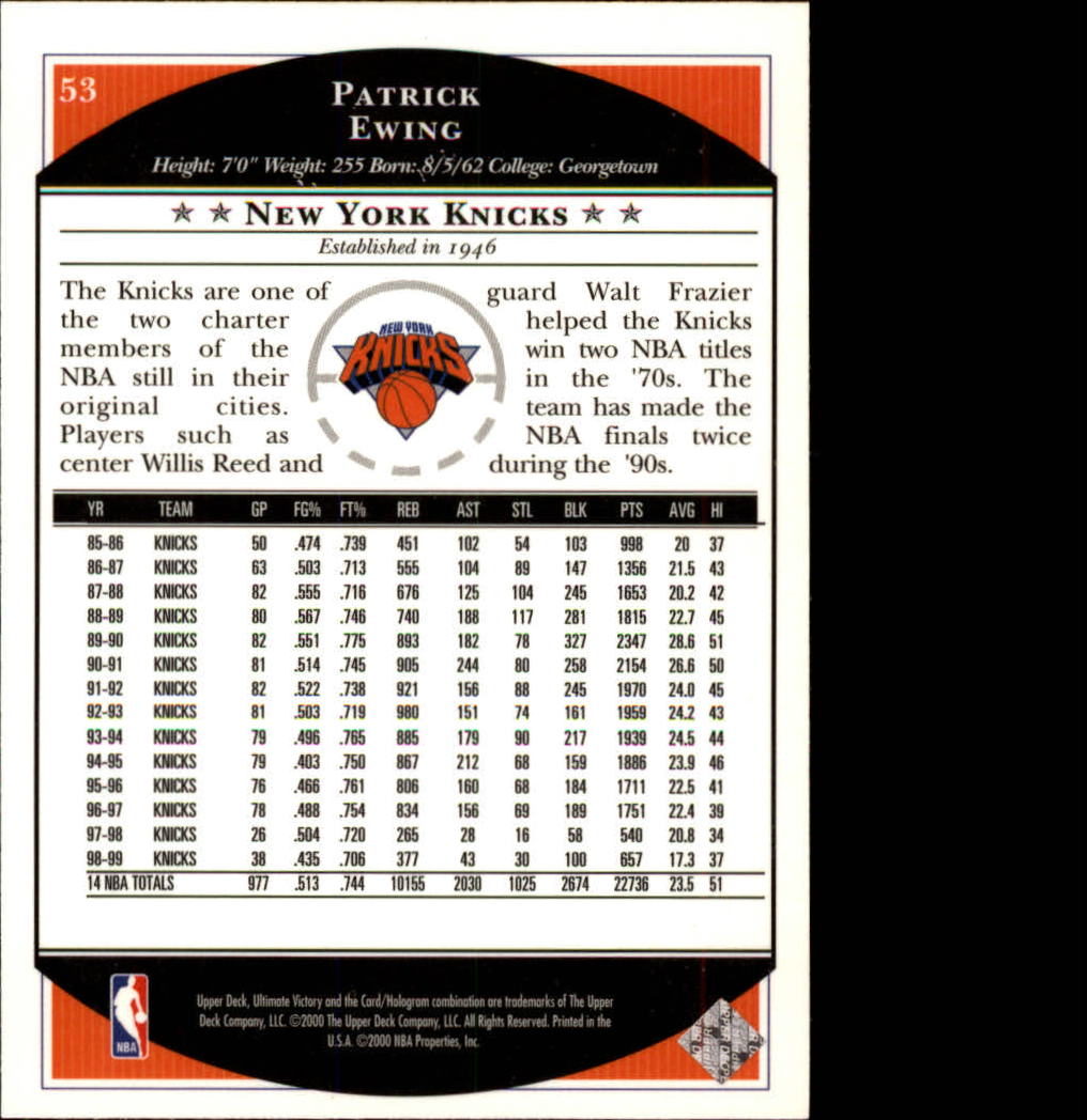1999/2000 Ultimate Victory (Upper Deck) Basketball - Picture 89 of 169