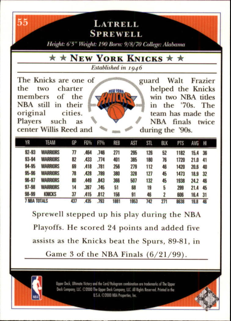 1999/2000 Ultimate Victory (Upper Deck) Basketball - Picture 93 of 169