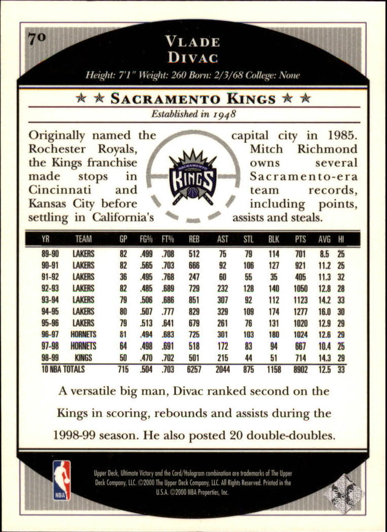 1999/2000 Ultimate Victory (Upper Deck) Basketball - Picture 117 of 169