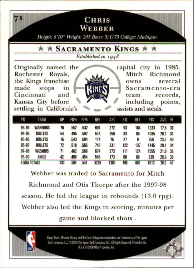 1999/2000 Ultimate Victory (Upper Deck) Basketball - Picture 119 of 169