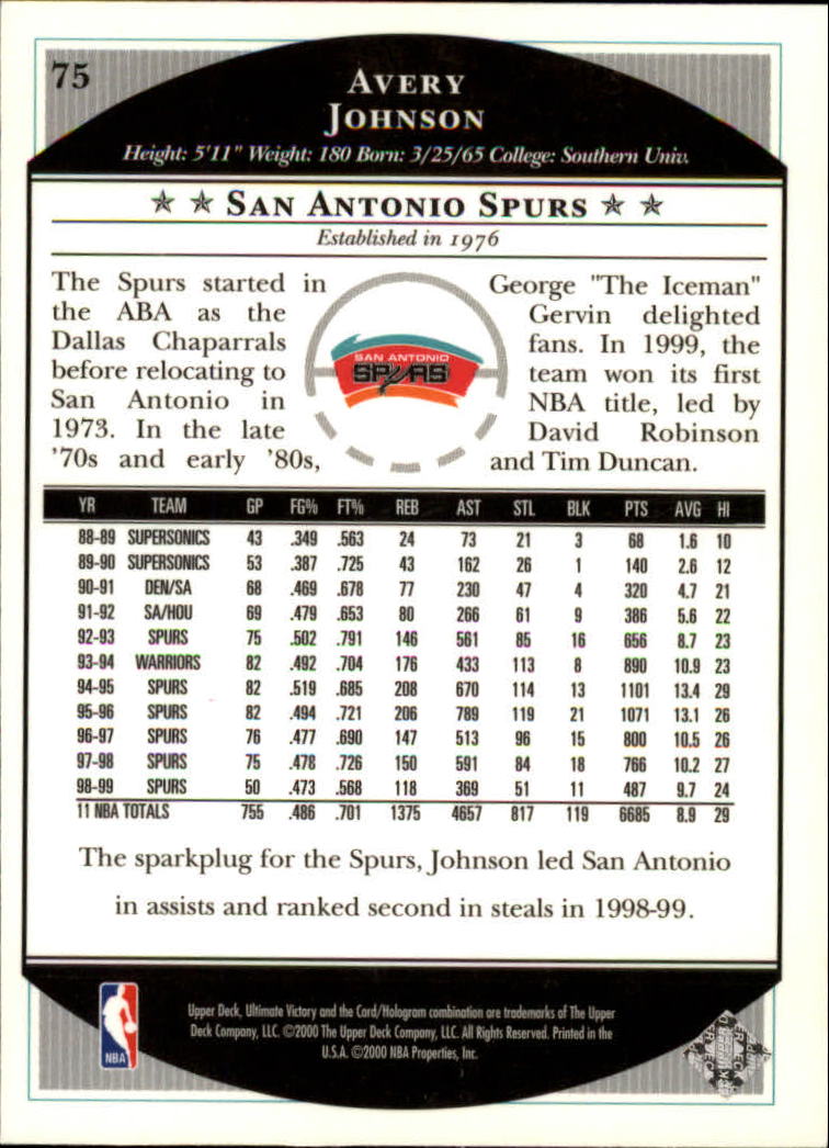 1999/2000 Ultimate Victory (Upper Deck) Basketball - Picture 125 of 169