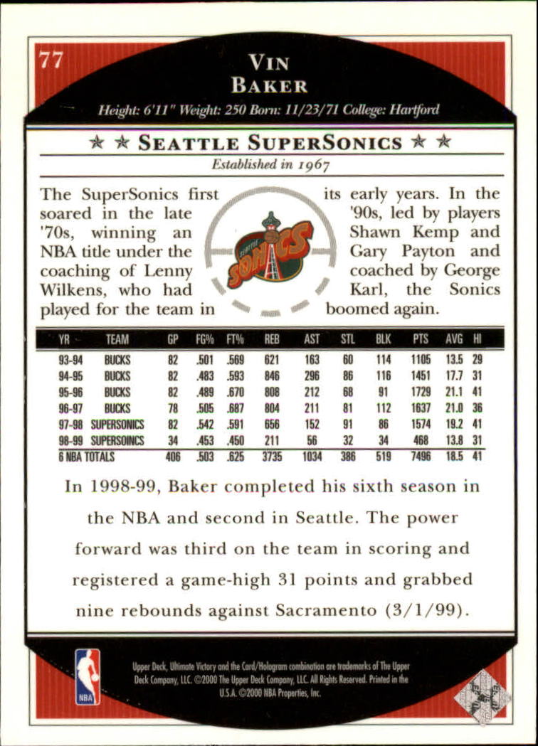 1999/2000 Ultimate Victory (Upper Deck) Basketball - Picture 129 of 169